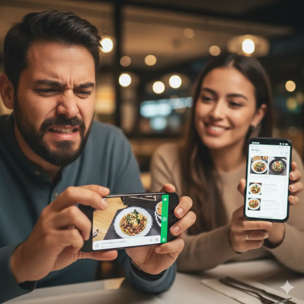 Menú por WhatsApp, Por Qué Enviar Fotos o PDFs Te Hace Perder Clientes (y Cómo Solucionarlo con un Enlace Profesional)